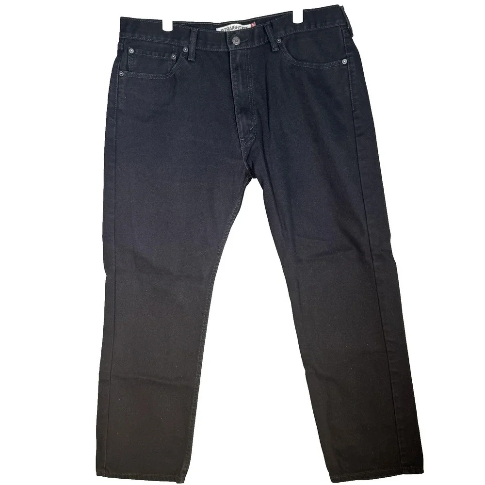Levis 505 Jeans Mens 38x32 Black Straight Leg Denim Classic 5 Pocket